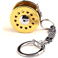 Ogquaton Línea de Pescado Rueda Llavero Mini Carro de Pesca con Mosca Carácter En Miniatura Titular de la Clave Carrete…